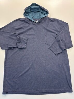 Johnnie-O Men's Lightweight Long Sleeve Hoodie XXL Blue/Gray Cotton Blend